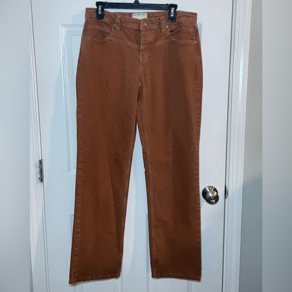 Free People We The Free Rust Straight Leg Pants Size 29 High Rise Casual Denim